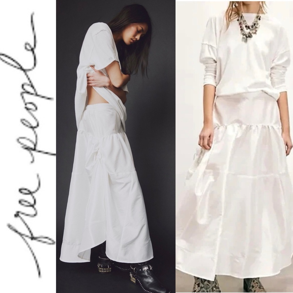 NEW Free People Emery Drop Wait Midi Skirt White S